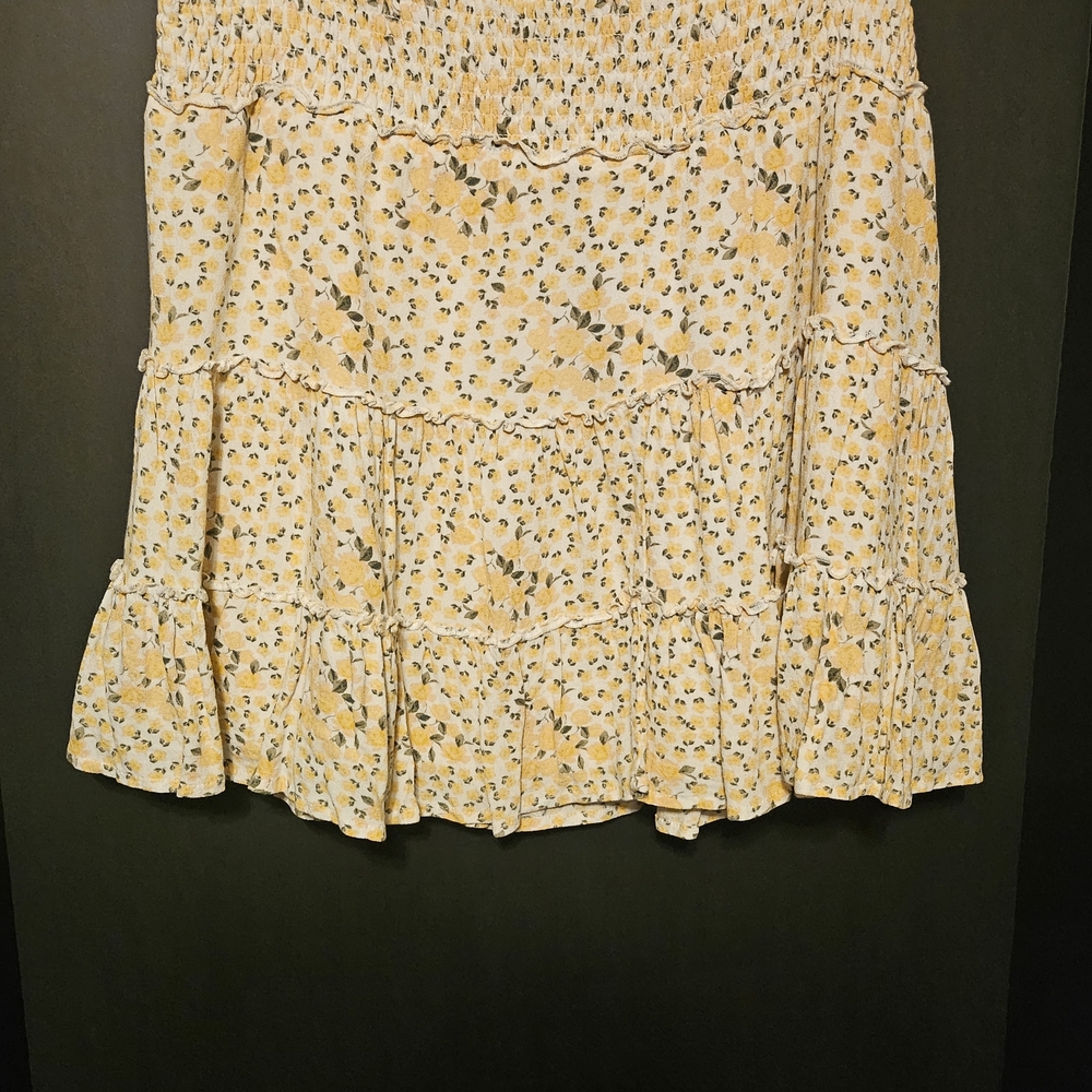 American Eagle Outfitters Yellow Floral A-Line Skirt